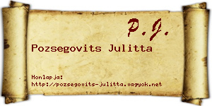 Pozsegovits Julitta névjegykártya